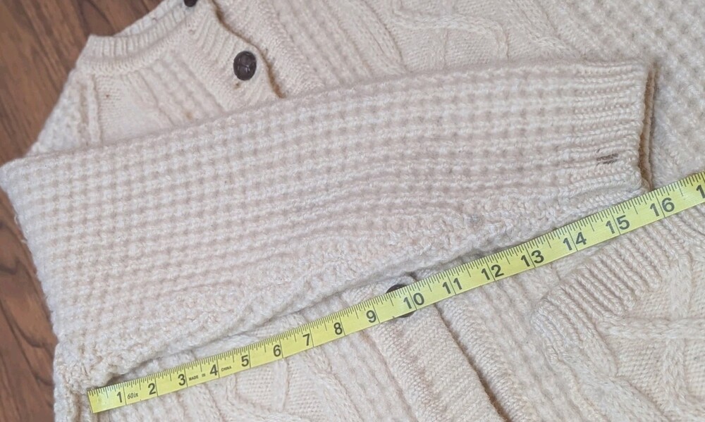 Standun Pure Irish Wool Fisherman Sweater Women's Medium (44) Cream Cable Knit - Picture 7 of 11